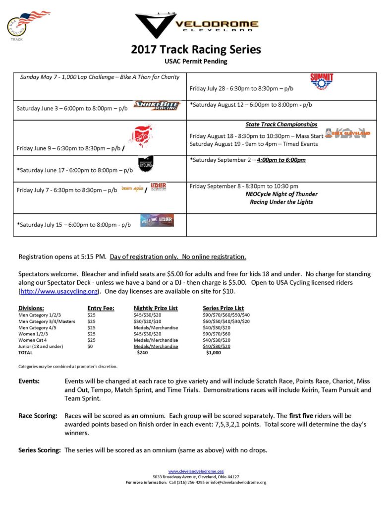 2017 Cleveland Velodrome Race Series (USAC)